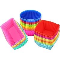 Silicone Cupcake Muffin Baking Cups Liners 36 Pack Reusable Non-Stick Cake Molds Sets