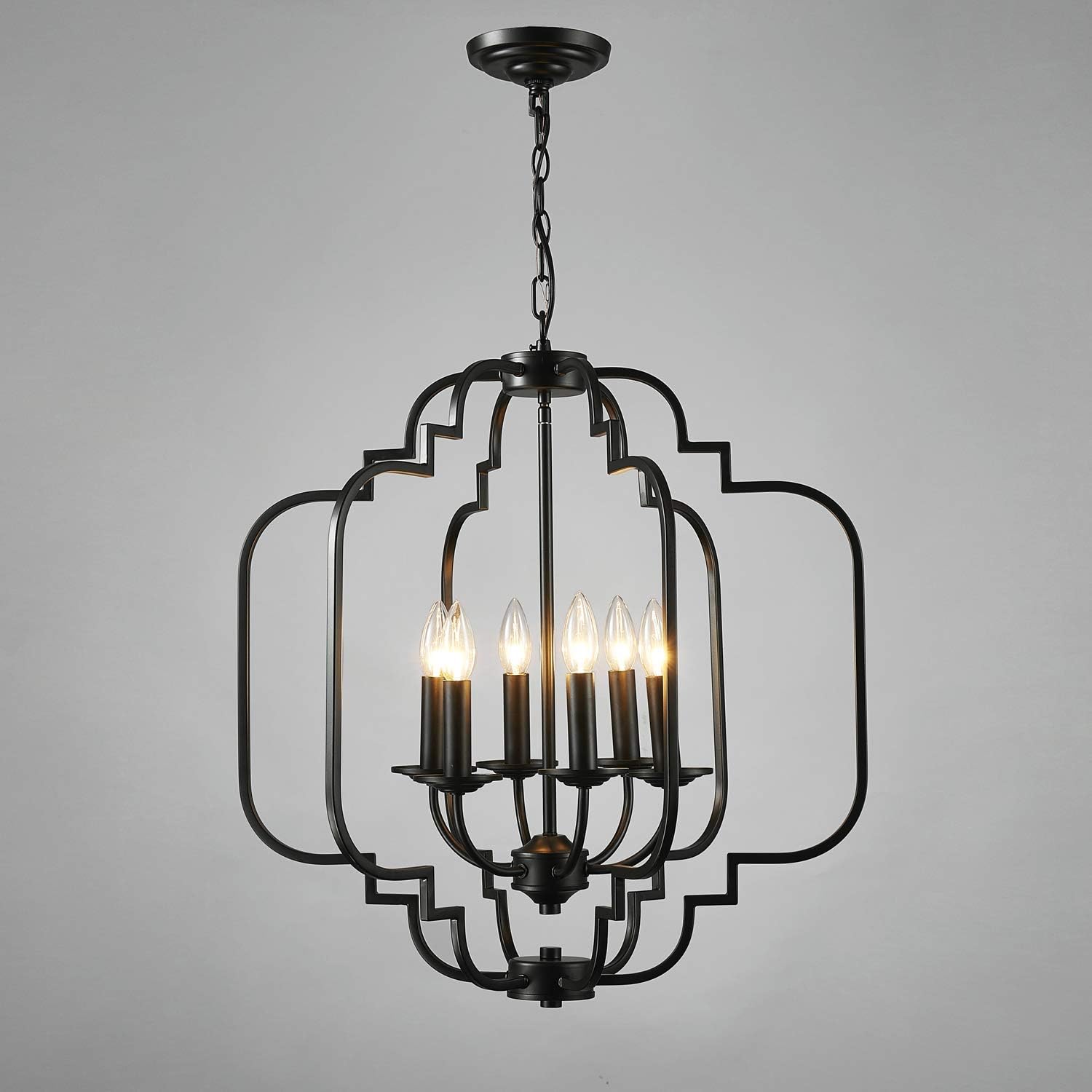 Saint Mossi 6-Lights Metal Chandelier Lighting Black Painted 23 inches Length 26 inches Height - - 