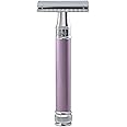 Edwin Jagger DELHEBLAMZ Classic Long Handled Double Edge Manual Eco-Friendly and Reusable Safety Razor for Men and Women for Shaving cream or Soap Fits All DE Razor Blades (Heather)