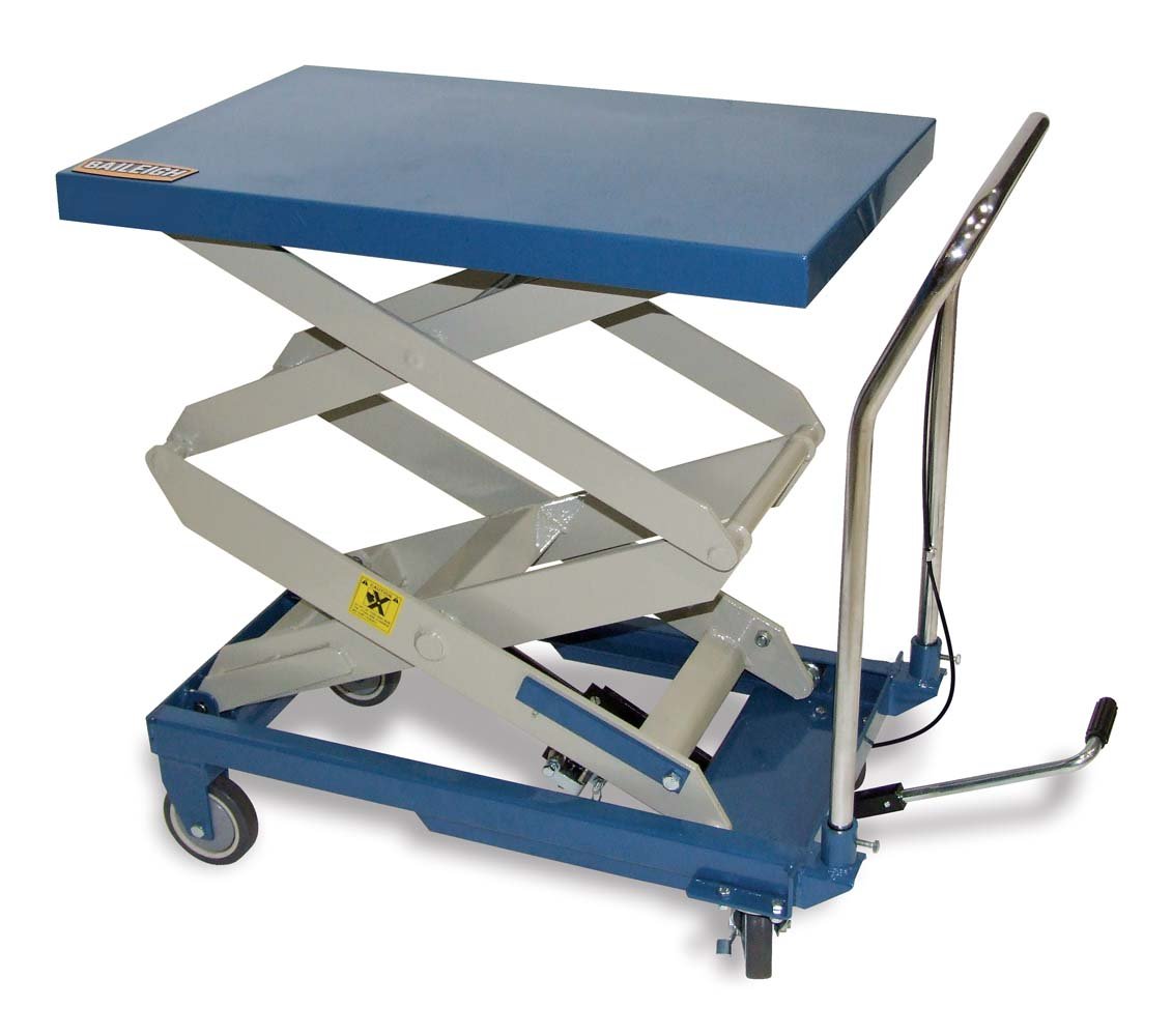 Baileigh B-CARTX2 Double Arm Hydraulic Lift Cart, 660 lbs Capacity, 32" Length x 20" Width Tabletop, 47-13/64" Maximum Height