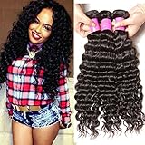 Ali Julia Wholesale 7A Real Peruvian Virgin Deep Wave Hair Weave 3 Bundles 100% Unprocessed Remy Human Hair Extensions 95-100g/pc Natural Black Color(