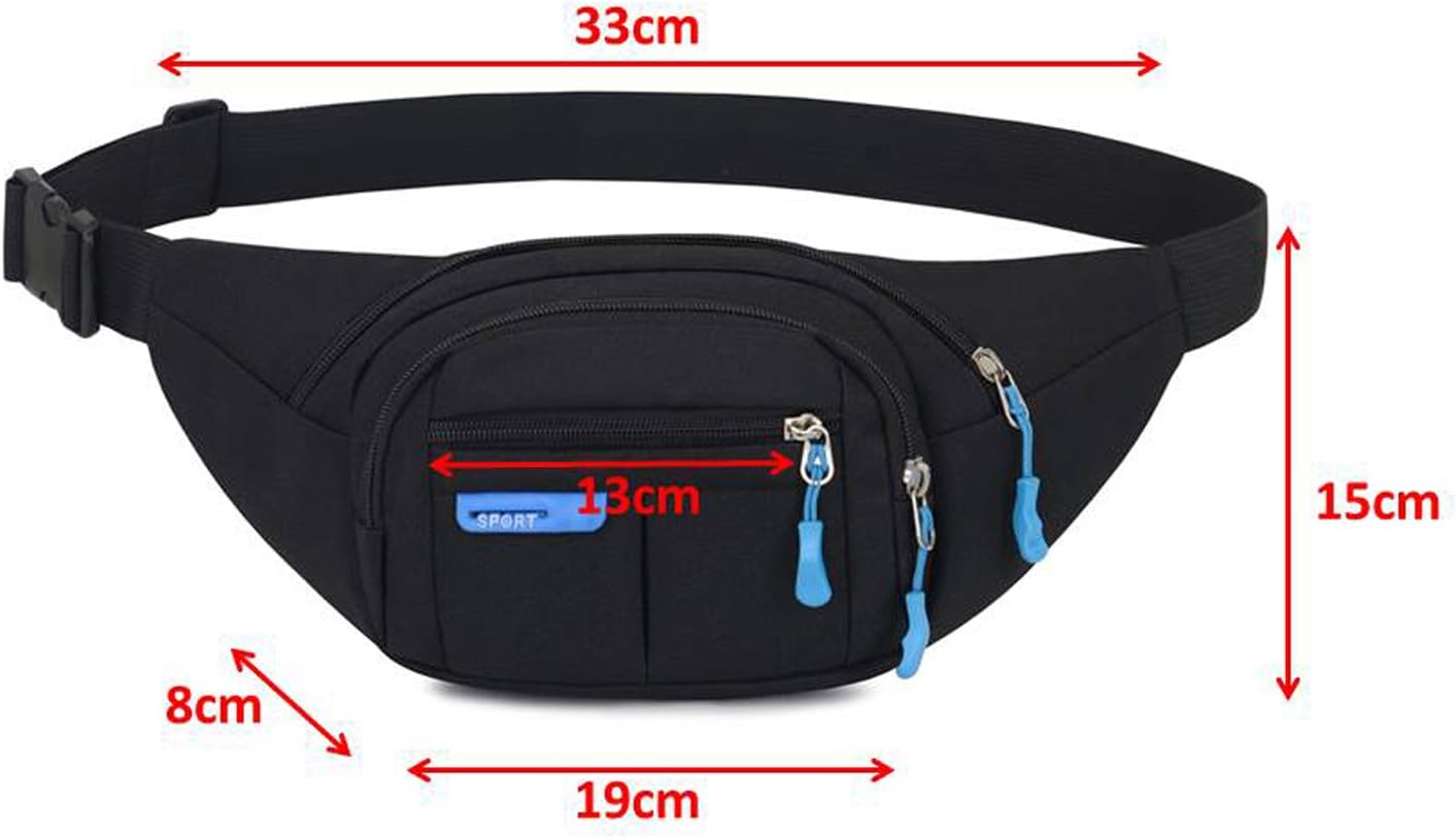 Waterproof Bum Bag Waist Fanny Packs Travel Hiking Outdoor Sport Money Hip Bag Pouch Pack Holiday Running Belt (BlackⅠ) - Image 5
