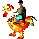 KINQUINN Inflatable Chicken Costume Adult with Lights, Funny Halloween Costume Ride on Rooster Costume for Party Christmas