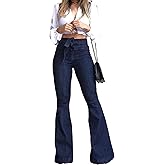 Pantete Womens High Waisted Bell Bottom Jeans Denim High Rise Flare Jean Pants with Wide Leg and Belt