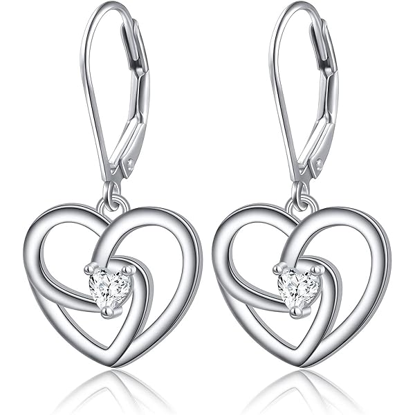 Amazon.com: S925 Sterling Silver Heart Dangle Drop Leverback Clasp