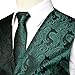 ZEROYAA Men's 3pc Paisley Jacquard Vest Set Necktie Pocket Square Set for Suit or Tuxedo ZLSV14 Green Black Medium