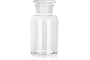 Kestun Lab Borosilicate Glass Reagent Bottle,Wide Mouth Glass Storage Bottle with Ground Stopper (Clear, 500ML)