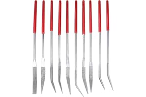 Yakamoz 10 Pcs Assorted Mini Diamond profiled File Set for Metal Jewelers Glass Wood Carving Craft Handy Curved Files Alloy L