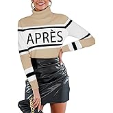 ALPSWARE Women Turtleneck Sweaters Striped Colorblock Tops Winter Apres Ski Sweater Shirts Fashion Winter Outfits