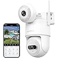 Reobiux Security Cameras Wireless Outdoor 2K PTZ WiFi Camera for Home Security with Full Color Night Vision Motion Tracking Human Detection 2-Way Audio Light & Sound Alarm IP66, 10FT Power Cord