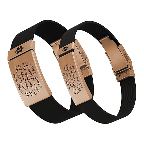 ROAD iD Personalized Medical ID Bracelet For Women Men SIlicone Custom  Medical Alert Bracelet Premium ID Emergency Alert Bracelet Allergy