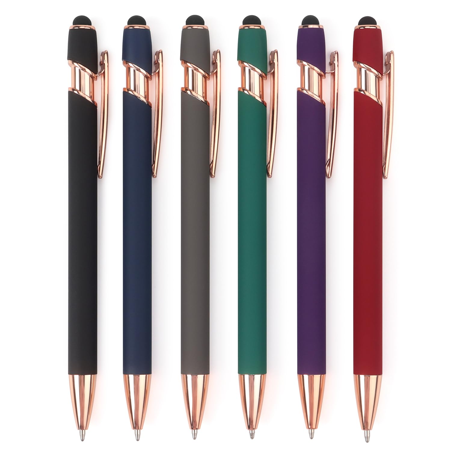 Photo 1 of 6 Pack Ballpoint Pen 2-in-1 Stylus Retractable Ballpoint Pen with Stylus tip, Metal Stylus Pen for Touch Screens, 1.0 mm Black Ink, 6 Different Color