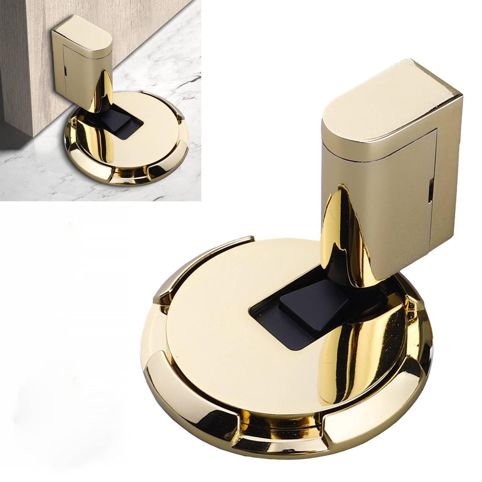 Upgraded Magnetic Door Stopper, Adjustable Punch-Free Silent Floor Doorstop for Various Door Types, Perfect for Yard, Living Room, Bedroom, Kitchen, Bathroom (Gold)