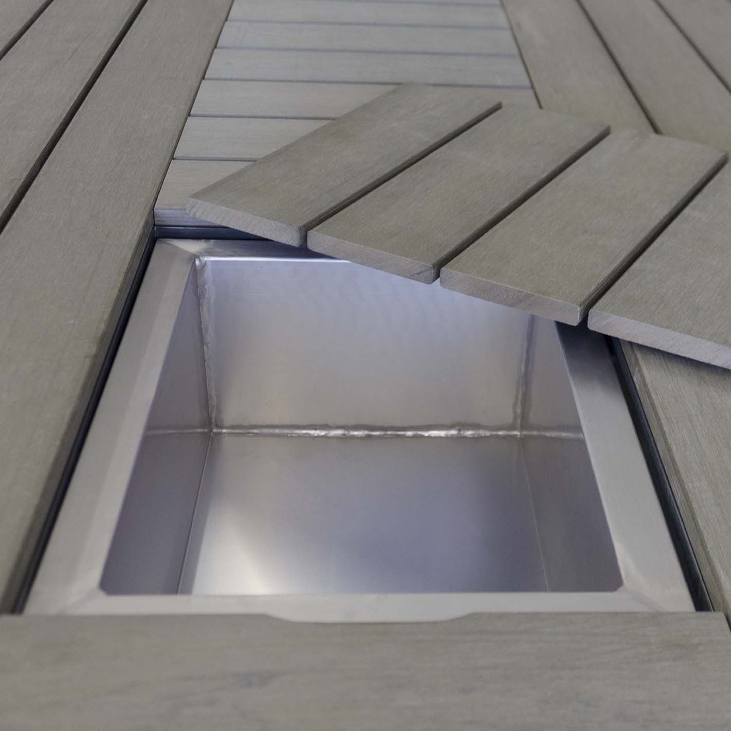 Mesa de jardín con compartimento refrigerador y aluminio polywood ...