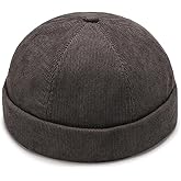 Corduroy Brimless Hat for Men Women Sailor Docker Cap Cuff Harbour Beanie Hat
