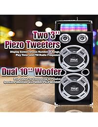 Pyle psufm1035 a Bluetooth 1000 W de 2 Vías sistema de altavoces con lector de tarjetas SD, radio FM, AUX entrada de 0.14 pulgadas y luces intermitentes DJ., Negro