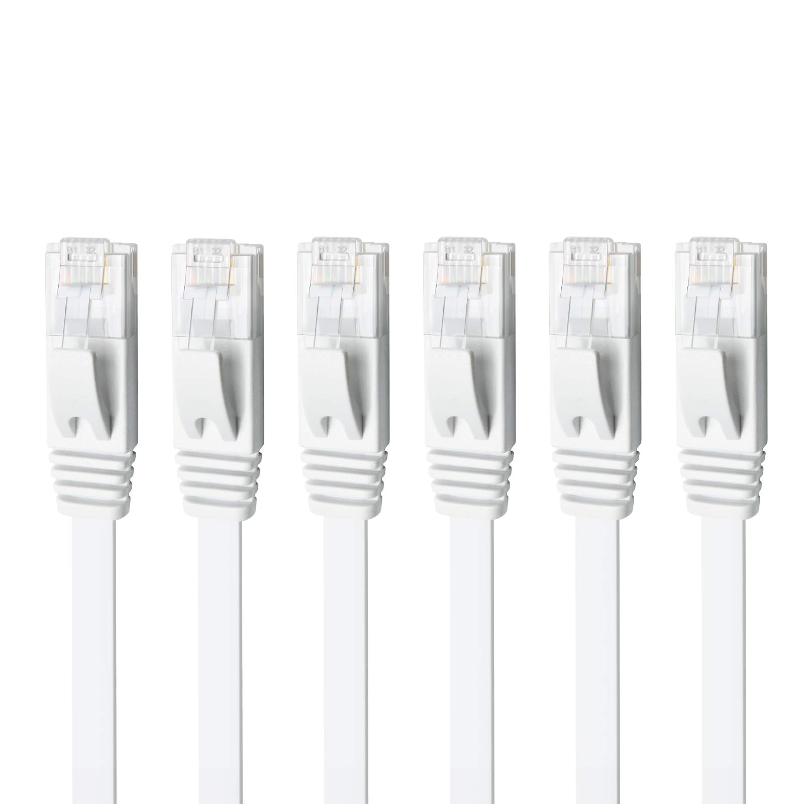 Photo 1 of Yauhody CAT 6 Ethernet Cable 5ft 6-Pack White, High Speed Solid Flat CAT6 Gigabit Internet Network LAN Patch Cords, Bare Copper Snagless RJ45 Connector for Modem, Router, Computer (5ft 6 Pack, White)