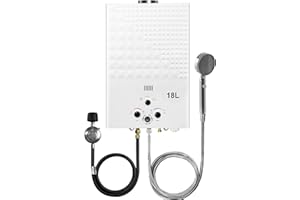 VIREGO 18L Tankless Water Heater Propane Gas, Portable 4.74 GPM GasHot Water Heater Instant with Digital Display and Overheat Protection, White RV 18L on Demand Heater for Camping Trips Boat Cabin