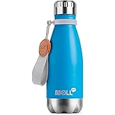 Mollcity Kids Water Bottle for School-9 oz Stainless Steel Double Wall Vacuum Insulated Sports Water Bottle Reusable Metal Leak Proof Cola Shape Flask for Girls (Sky Blue)