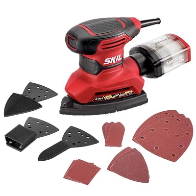 SKIL Corded Multi-Function Detail Sander with Micro-Filter Dust Box 3 Additional Attachments & 12pc Sanding Sheet- SR232301
