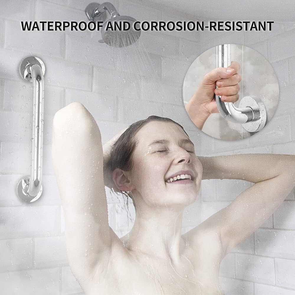 GOANDO 2 Pack Grab Bars for Bathroom Shower Handle 12 Inch Shower Grab Bar Shower Balance Bar Stainless Steel Handicap Grab Bars Pregnant Woman Elderly Injury Senior Assist Bath Handle: Health & Personal Care