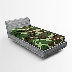 Ambesonne Camo Fitted Sheet, Classical American
