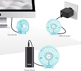 EasyAcc Handheld USB Fan 6 Blades 3 Speeds 180° Foldable Battery view 7