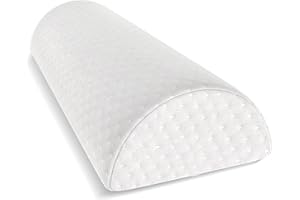 Cushy Form Bolster Pillow for Lumbar and Leg Support - 22.1 x 8.7 x 5.1 Inches Half Moon Memory Foam Cushion for Stomach, Back & Side Sleepers - Roll Pillows for Back and Neck w/Washable Cover