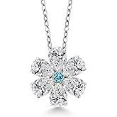Gem Stone King 925 Silver and 10K Yellow Gold Lab Grown Diamond and Swiss Blue Topaz Pendant Necklace for Women | 2.18 Cttw | Gemstone April Birthstone | Pear Shape 6X4MM | With 18 Inch Chain
