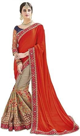 chiffon party wear saree on amazon