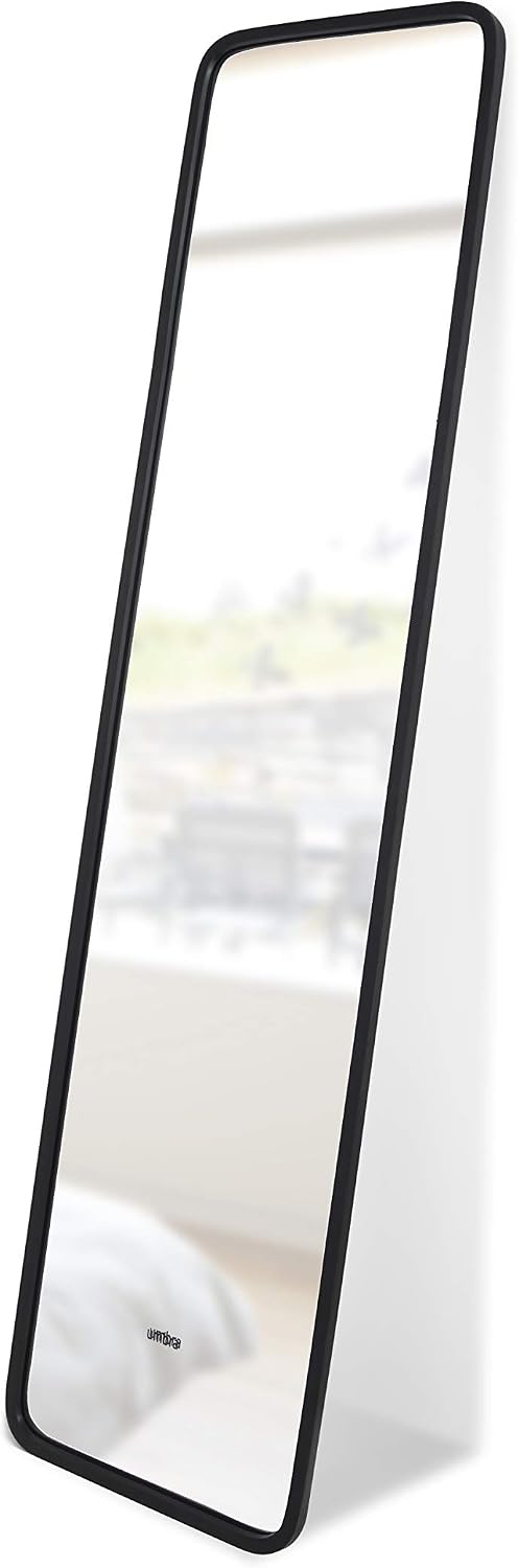 Umbra Hub Arched Floor Length Mirror with Rubber Frame, Leaning or Wall-Mount, Modern Style for Bedroom Bathroom