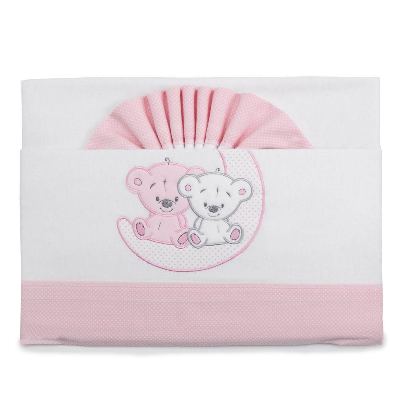 PEKITAS Baby Flannel Bedding Set 3 Pcs Cot 60X120 100% Cotton Pink Made in Portugal