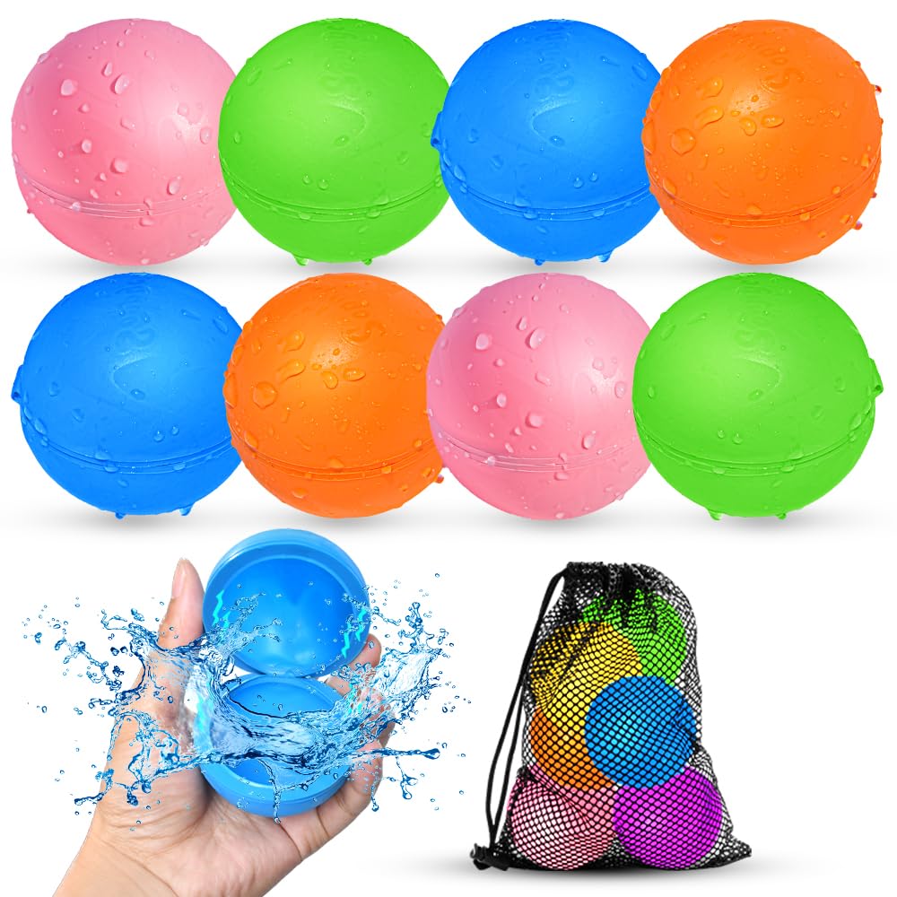 Photo 1 of Reusable Water Balloons, Water Bombs Splash Ball, Magnetic Water Ball for Outdoor Games, Summer Party(8Pcs)