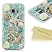 S7 Edge Case, Samsung Galaxy S7 Edge Case - Mavis's Diary 3D Handmade Blue Ocean Series Full Diamonds Bling Crystal Golden Anchor Starfish Cute Shells Design [Full Edge Protection] Clear Hard PC Cover