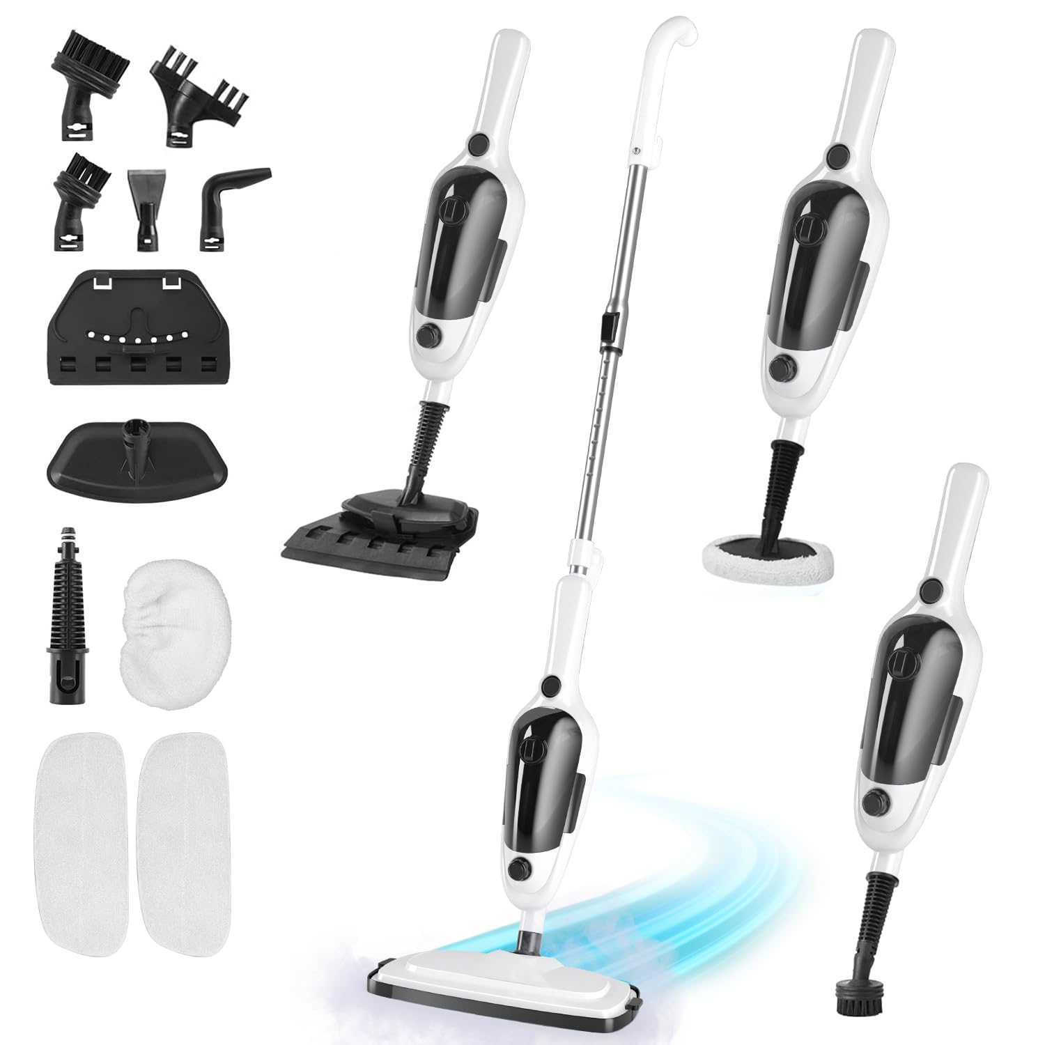 Photo 1 of 11-in-1 Steam Mop, Powerful Handheld Steam Cleaner for Home with 23FT Cord &15.2 OZ Water Tank, 3 Steam Modes MultiPurpose Steam Mop for Hardwood Floors, Clothes, Tile, Windows, Carpet