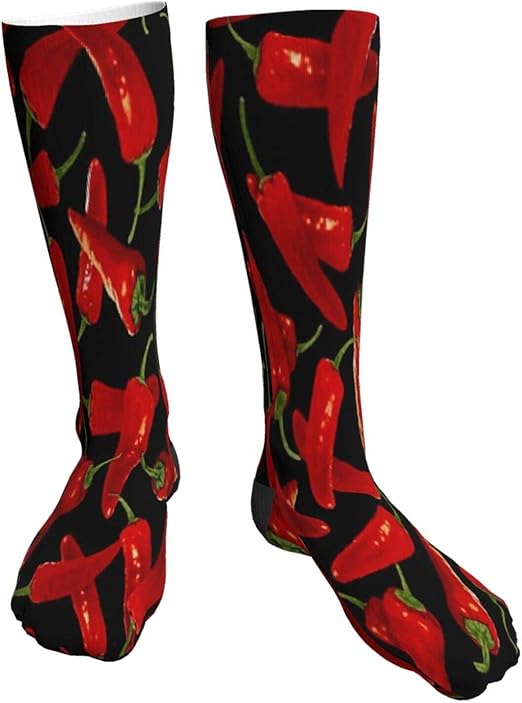 Chili Peppers Chili Women Funny Socks Knee High Stockings Cotton Socks