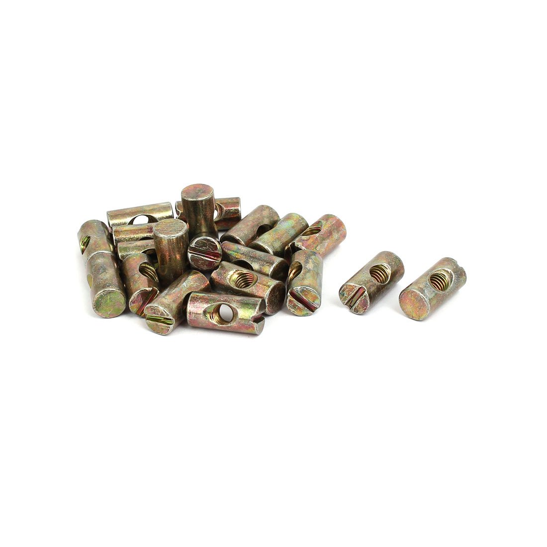 Sourcingmap 20pcs M6x20mm Barrel Bolt Cross Dowel Slotted Furniture Nut for Beds Chairs