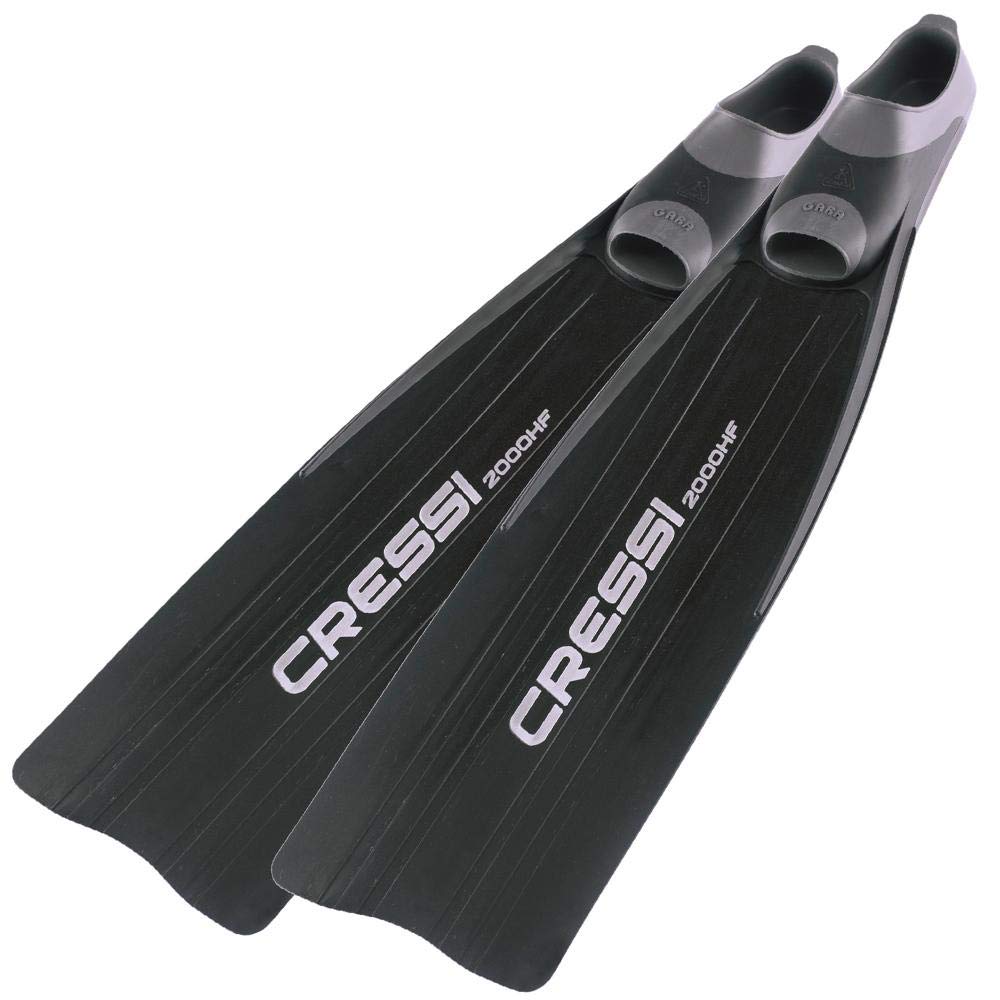 Cressi Gara 2000 HF Fins Black, Unisex Freediving Long Blade Fins High Performance, 40/41 (7/8)