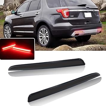 Amazon Com Miniclue Somked Lens Full Led Bumper Reflector Rear Fog Lights Compatible With 16 17 18 19 Ford Explorer Automotive