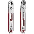 Bestgle 2 Pcs Mini Ratchet Wrench Set Flat Head & Elbow Head Cr-V Steel Reversible Ratcheting Wrenches with 1/4" Hex Drive So