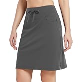 baleaf Women's Skorts Skirts 20" Knee Length Cotton Casual High Waist Drawstring Modest Golf Skort with Pocket