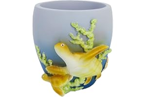 YHHRESINKING Resin Sea Turtle Mother and Baby Tumbler, Beach, Bathroom Accessory,Ocean Theme Sea Turtle Family Bathroom Decor,Coastal Decor (Ocean Blue)