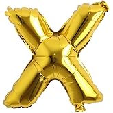 32 inch Letter Balloons Gold Alphabet Number Balloons Foil Mylar Party Wedding Bachelorette Birthday Bridal Shower Graduation Anniversary Celebration Decoration (32 INCH GOLD X)