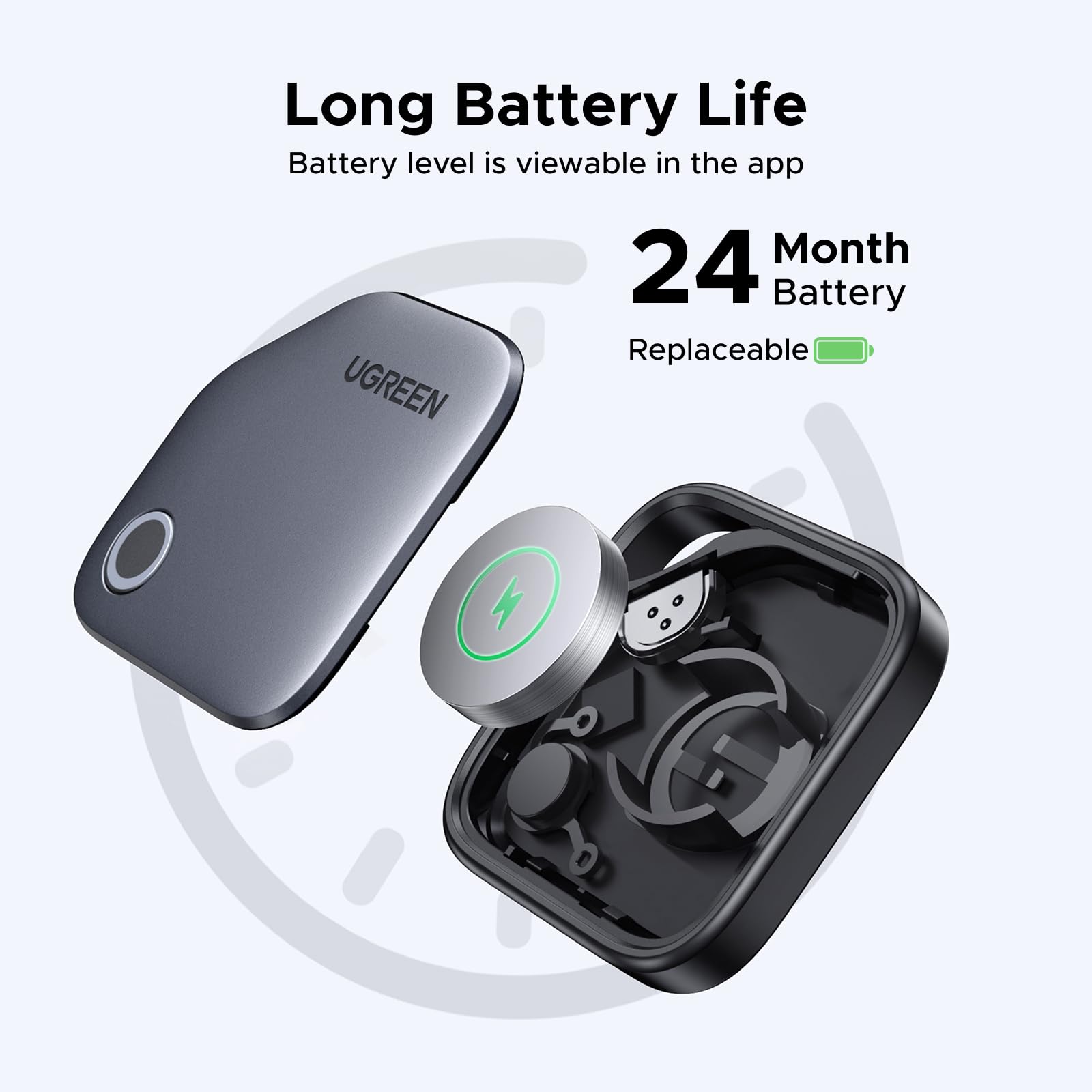 UGREEN FineTrack kompatibel mit Apple Find My (nur iOS), Bluetooth Tracker für Gepäck, Schlüsselfinder, Finder für Schlüssel, Koffer, Reisepässe Smarttag mit Austauschbarer Batterie (1 Pack) 7