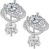Moissanite Stud Earrings for Womens 3-4 Carat S925 Sterling Silver Earrings for Women D Color VVS1 Clarity Moissanite Earrings