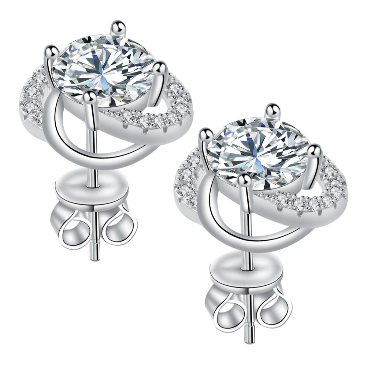 Moissanite Stud Earrings for Womens 3 Carat S925 Sterling Silver Earrings for Women D Color VVS1 Clarity Moissanite Earrings