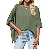 Bestsister Womens Oversized Tshirts Batwing Short Sleeve BaggyTops Summer Loose Fit Tunic Tee Plus Size Crewneck Shirts