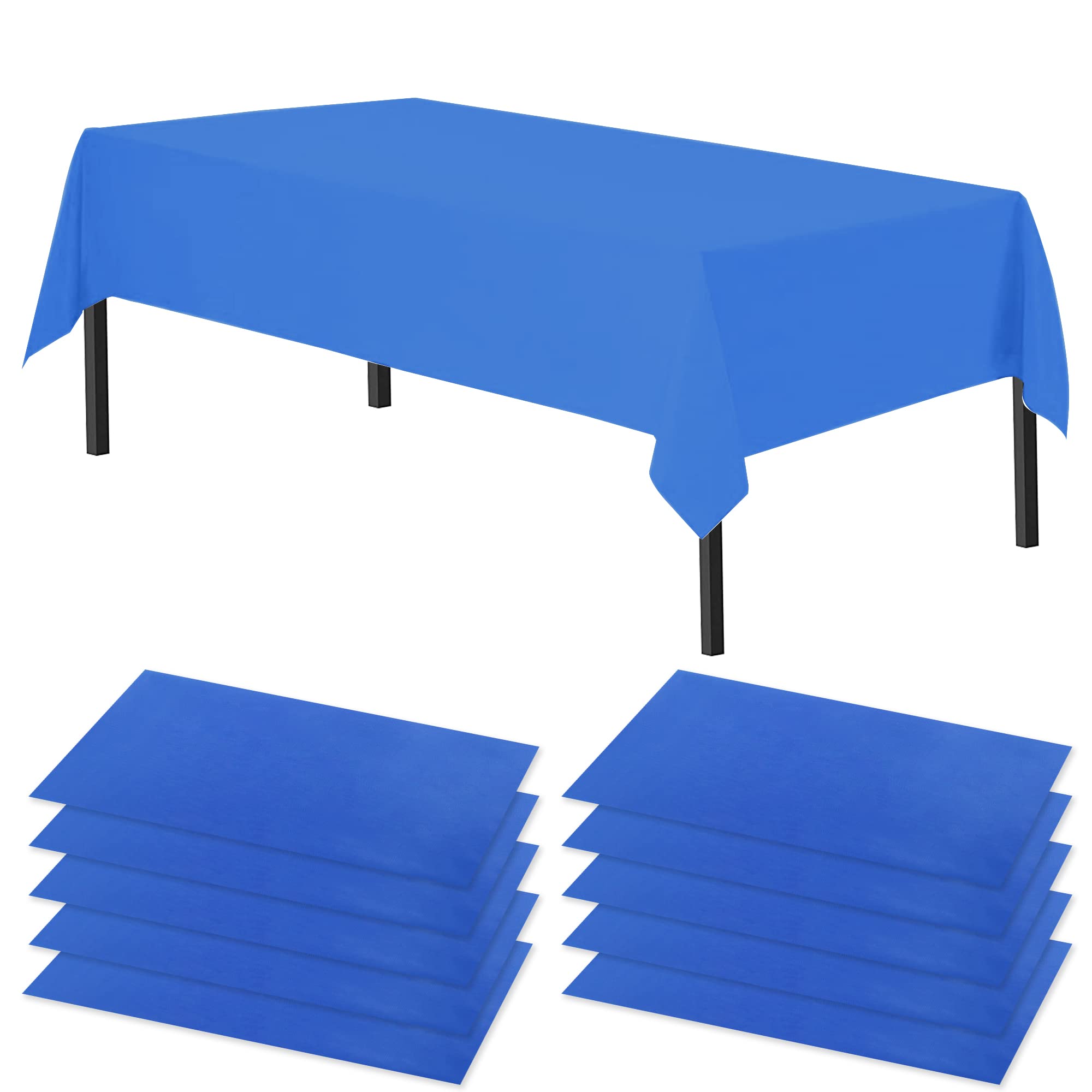 Time to Sparkle 10 Pack Plastic Tablecloths 54" x 108" Plastic Dining Table Cloth Premium Rectangle Table Cover for Parties Wedding Banquet etc Indoor Or Outdoor(Royal Blue) — image 1