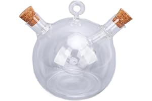 LAISANIM Olive Oil and Vinegar Container 2 in 1 Unique Double Pourer Spout Cruet Bottle, Elegant Design for Gourmet Cooking (