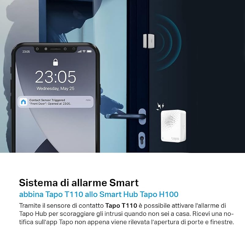 T110 Sensore Contatto Smart Porte Finestre Avvisi Hub Richiesto